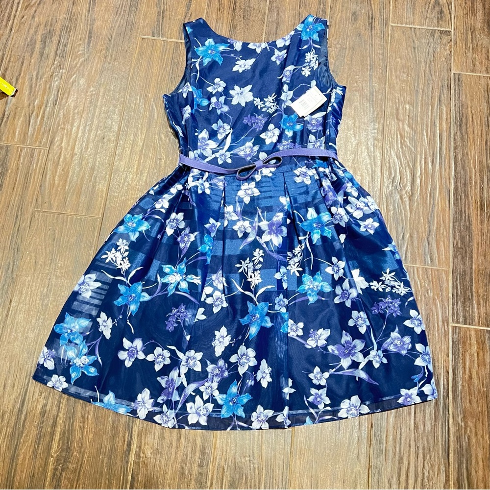 Danny and Nicole size 10 blue floral printed dress new with tag pm2
